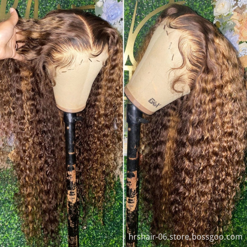 Whosale 150% 180% Density Wavy Curly Lace Frontal Wig HD Transparent swiss Wigs Virgin Human Hair Full Lace Wigs For Black Women
